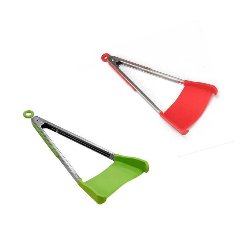 2-in-1 Spatula Tongs - 9" - Red or Green