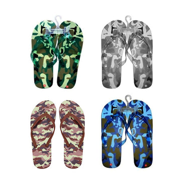 Men's Camo Flip Flops Beach Sandals- Gray, Blue, Green, or Brown