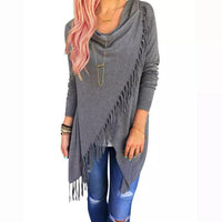 Cardigan Poncho With Tassels - Black, Grey or White