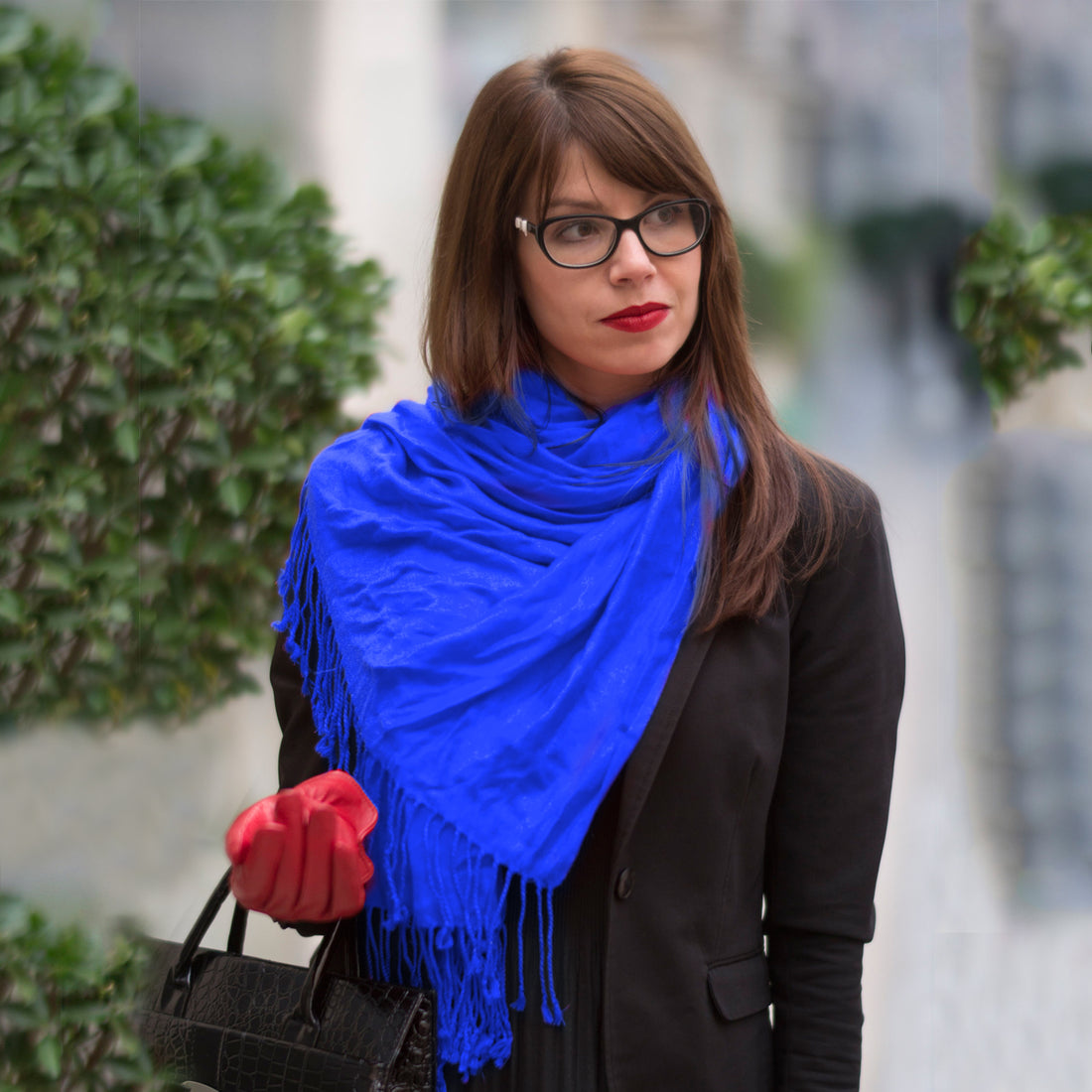 Oversized Pashmina Wrap with Tassles - Black, Blue, Pink or White